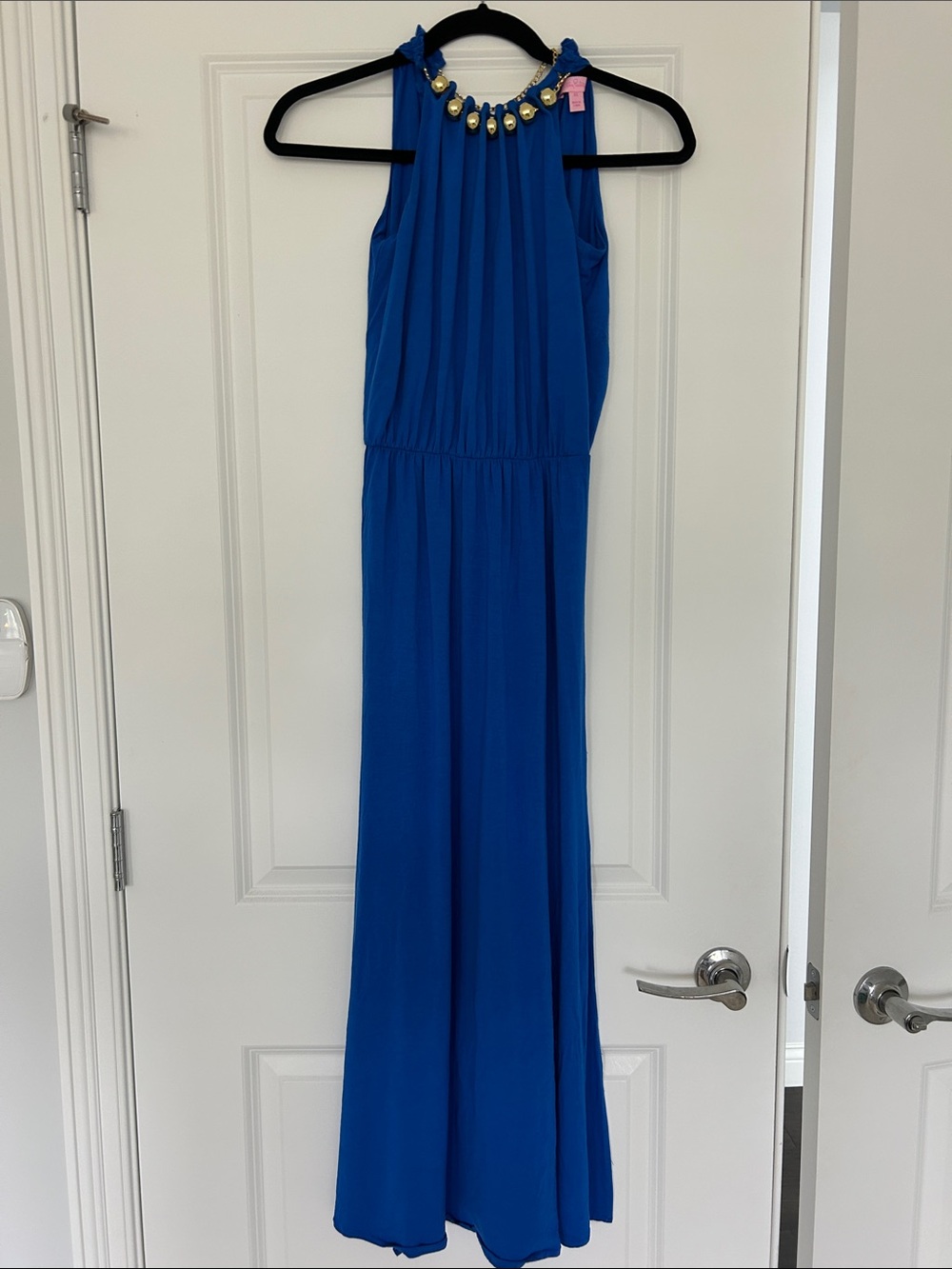 Lilly Pulitzer Royal Blue Jeweled Halter Maxi Dress